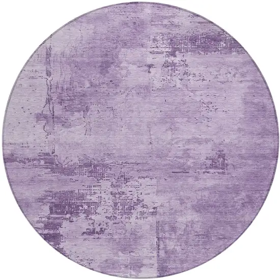 8' Lavender And Purple Round Abstract Washable Indoor Outdoor Area Rug Photo 2