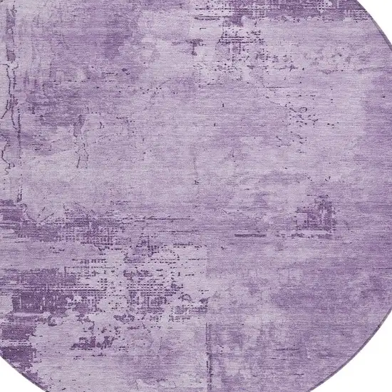 8' Lavender And Purple Round Abstract Washable Indoor Outdoor Area Rug Photo 5