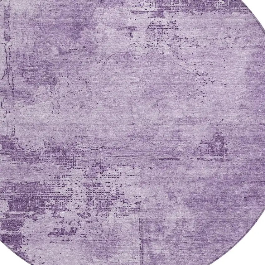 8' Lavender And Purple Round Abstract Washable Indoor Outdoor Area Rug Photo 5