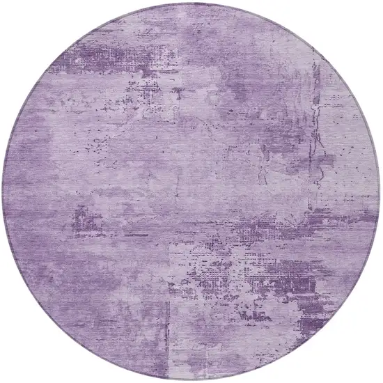 8' Lavender And Purple Round Abstract Washable Indoor Outdoor Area Rug Photo 6