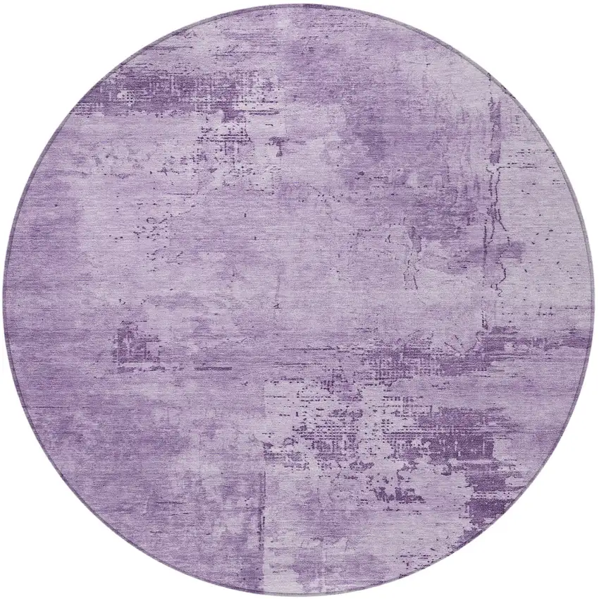8' Lavender And Purple Round Abstract Washable Indoor Outdoor Area Rug Photo 6