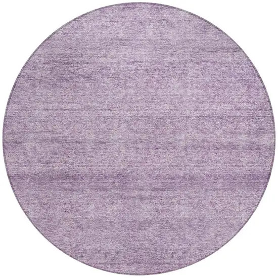 8' Lavender And Purple Round Abstract Washable Indoor Outdoor Area Rug Photo 5