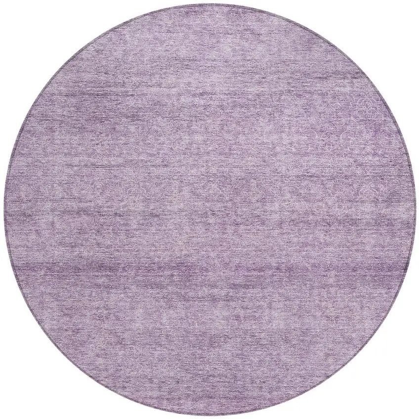 8' Lavender And Purple Round Abstract Washable Indoor Outdoor Area Rug Photo 5