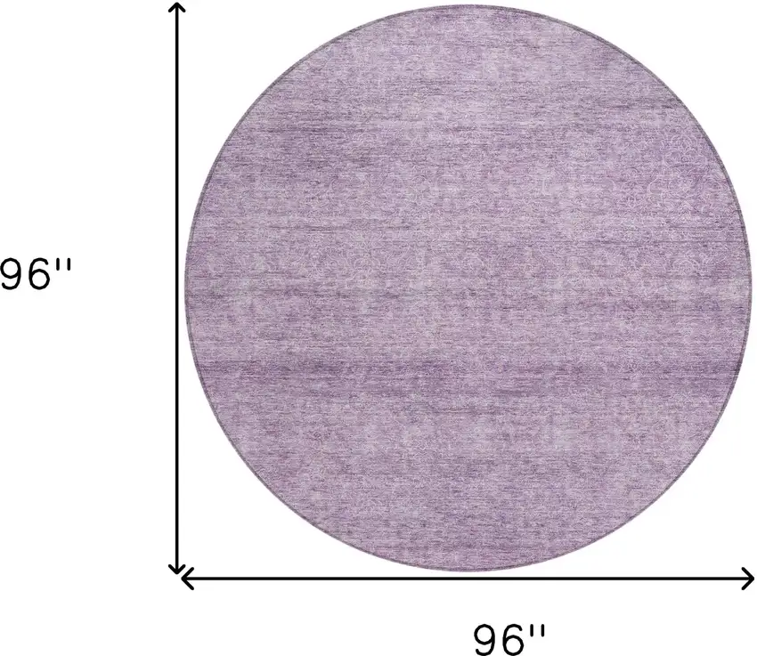 8' Lavender And Purple Round Abstract Washable Indoor Outdoor Area Rug Photo 3