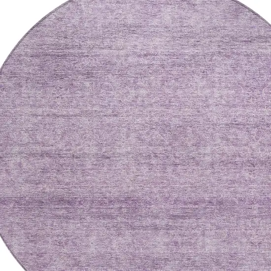 8' Lavender And Purple Round Abstract Washable Indoor Outdoor Area Rug Photo 4