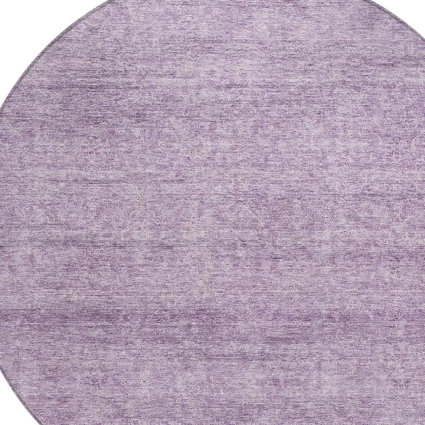 8' Lavender And Purple Round Abstract Washable Indoor Outdoor Area Rug Photo 4