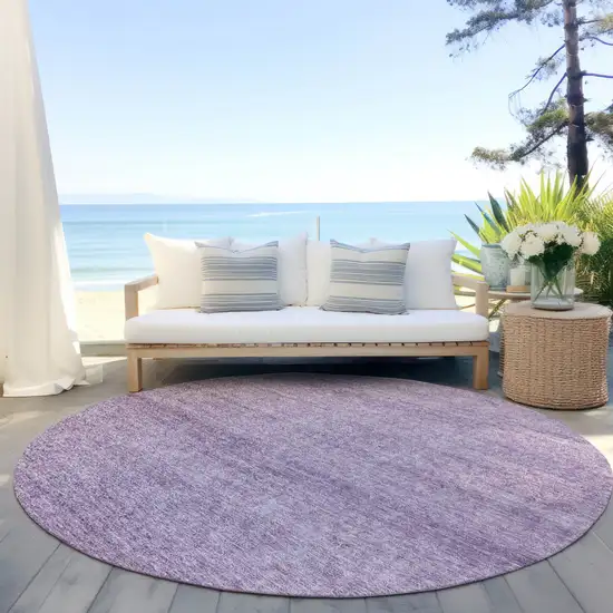 8' Lavender And Purple Round Abstract Washable Indoor Outdoor Area Rug Photo 6
