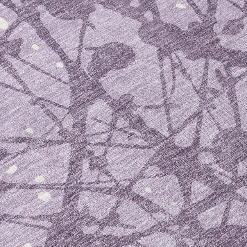 8' Lavender And Purple Round Abstract Washable Indoor Outdoor Area Rug Photo 5