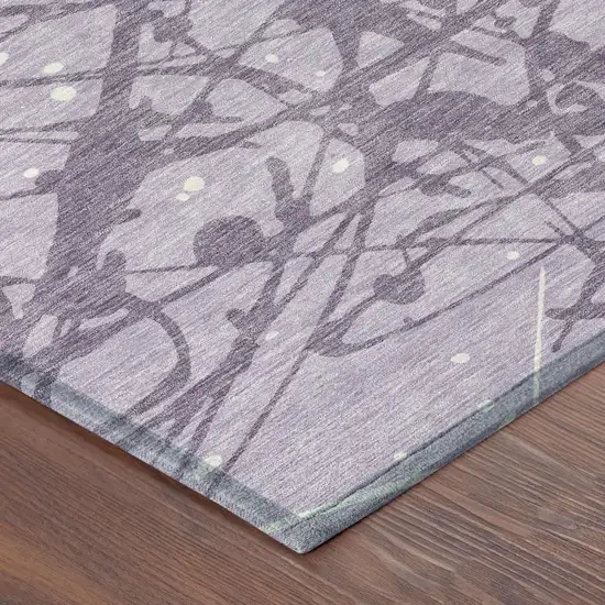 8' Lavender And Purple Round Abstract Washable Indoor Outdoor Area Rug Photo 4