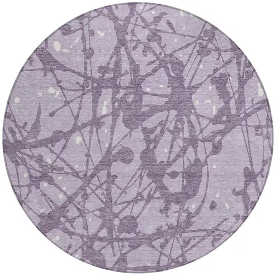 8' Lavender And Purple Round Abstract Washable Indoor Outdoor Area Rug Photo 3
