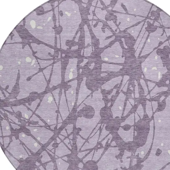 8' Lavender And Purple Round Abstract Washable Indoor Outdoor Area Rug Photo 2