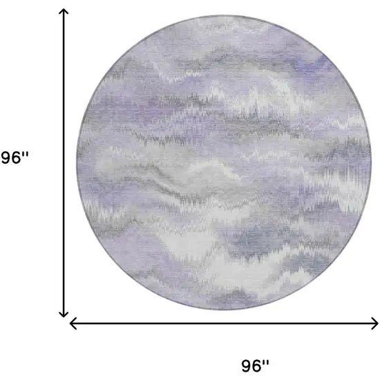 8' Lavender And Purple Round Abstract Washable Indoor Outdoor Area Rug Photo 6