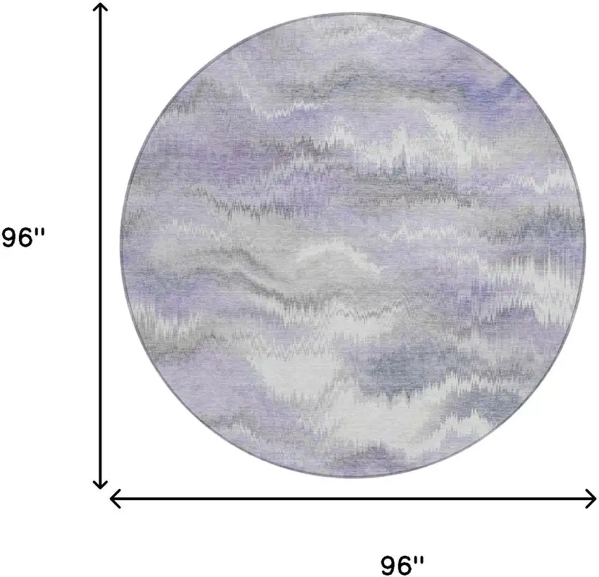8' Lavender And Purple Round Abstract Washable Indoor Outdoor Area Rug Photo 6