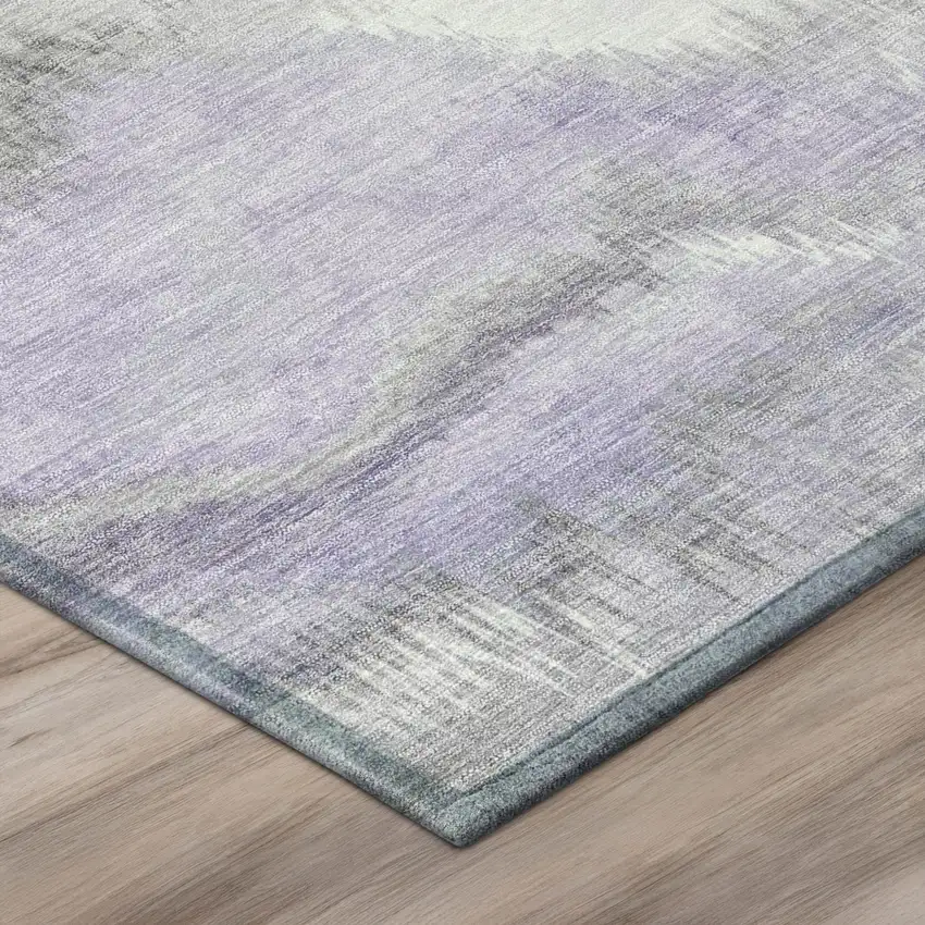 8' Lavender And Purple Round Abstract Washable Indoor Outdoor Area Rug Photo 4