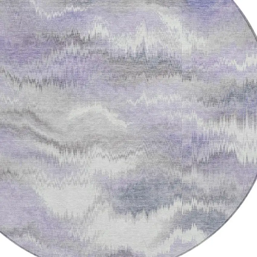 8' Lavender And Purple Round Abstract Washable Indoor Outdoor Area Rug Photo 2
