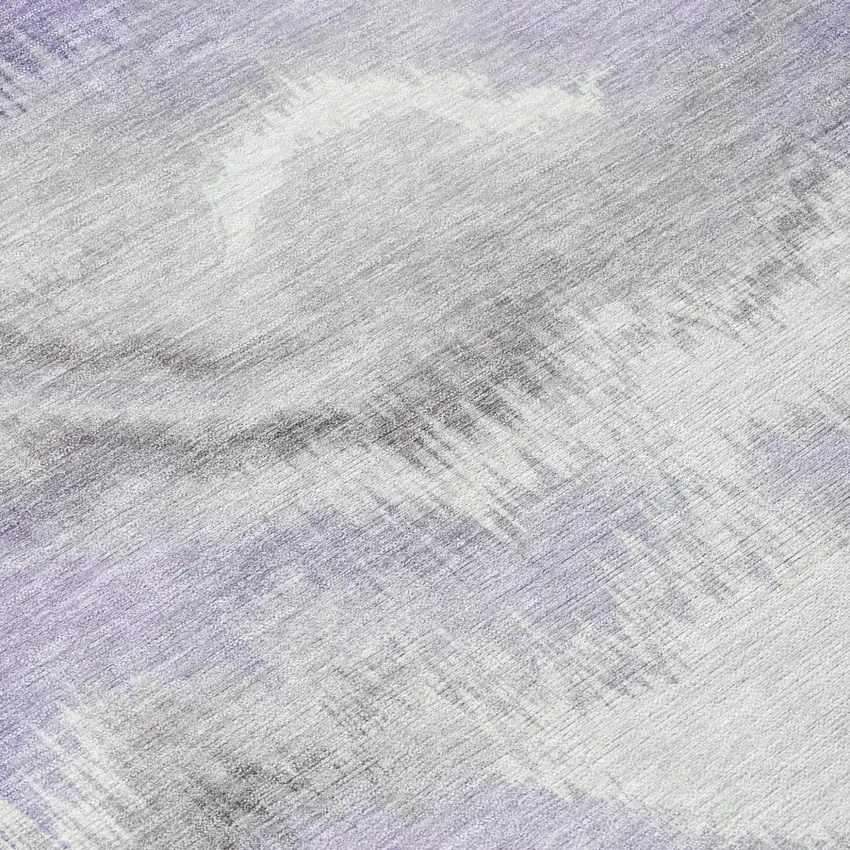 8' Lavender And Purple Round Abstract Washable Indoor Outdoor Area Rug Photo 5