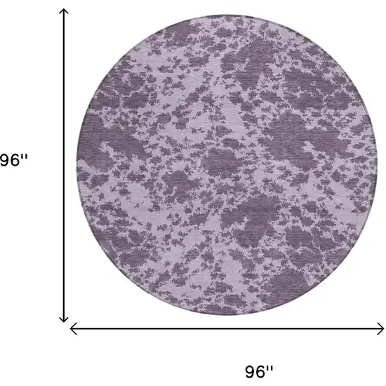 8' Lavender And Purple Round Abstract Washable Indoor Outdoor Area Rug Photo 6