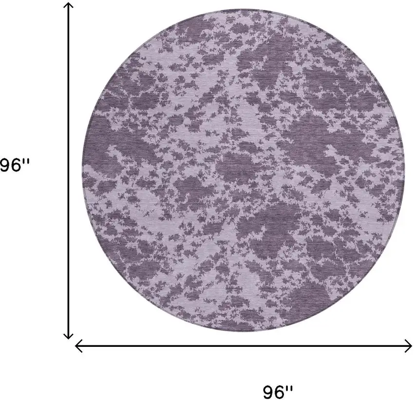 8' Lavender And Purple Round Abstract Washable Indoor Outdoor Area Rug Photo 6