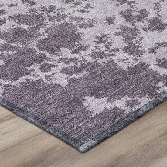8' Lavender And Purple Round Abstract Washable Indoor Outdoor Area Rug Photo 4