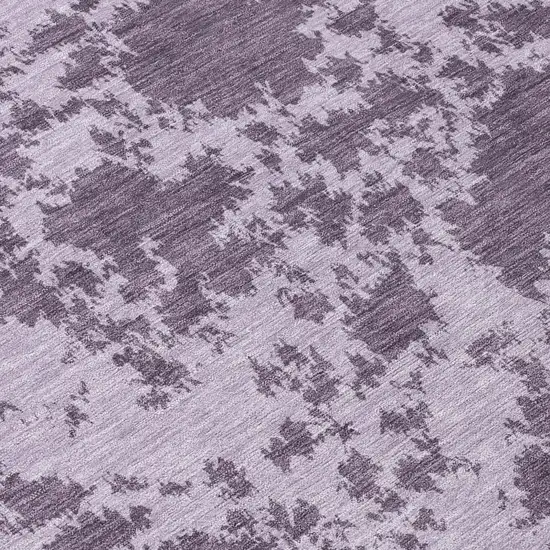 8' Lavender And Purple Round Abstract Washable Indoor Outdoor Area Rug Photo 5