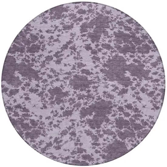 8' Lavender And Purple Round Abstract Washable Indoor Outdoor Area Rug Photo 1