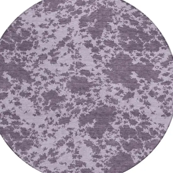 8' Lavender And Purple Round Abstract Washable Indoor Outdoor Area Rug Photo 2