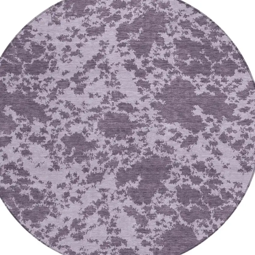 8' Lavender And Purple Round Abstract Washable Indoor Outdoor Area Rug Photo 2