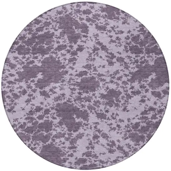 8' Lavender And Purple Round Abstract Washable Indoor Outdoor Area Rug Photo 3