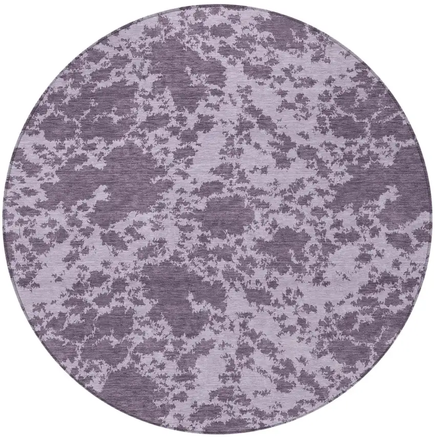 8' Lavender And Purple Round Abstract Washable Indoor Outdoor Area Rug Photo 3