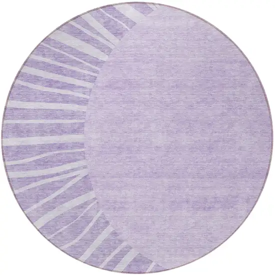 8' Lavender And Purple Round Abstract Washable Indoor Outdoor Area Rug Photo 5