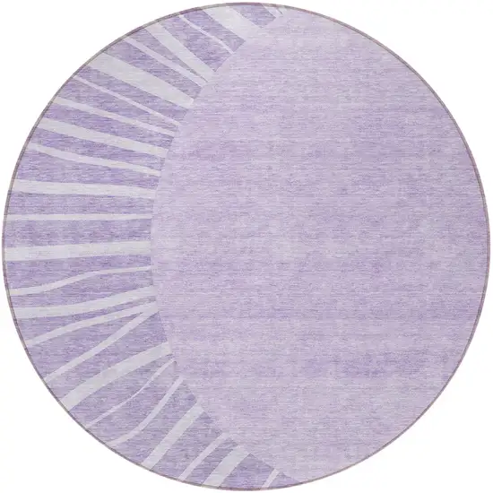 8' Lavender And Purple Round Abstract Washable Indoor Outdoor Area Rug Photo 5