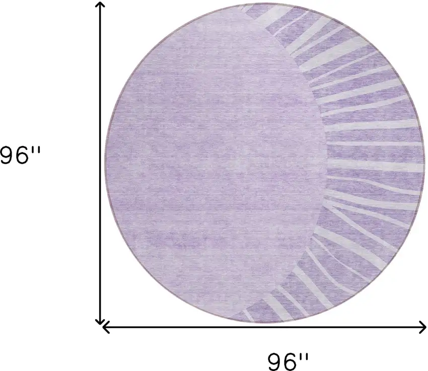 8' Lavender And Purple Round Abstract Washable Indoor Outdoor Area Rug Photo 3