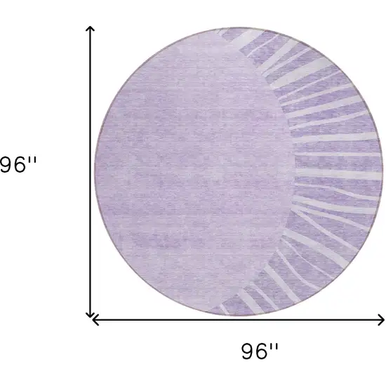8' Lavender And Purple Round Abstract Washable Indoor Outdoor Area Rug Photo 3