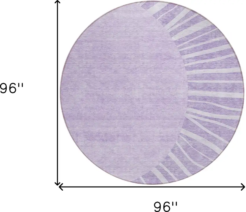 8' Lavender And Purple Round Abstract Washable Indoor Outdoor Area Rug Photo 3