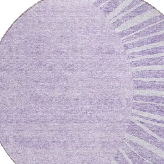 8' Lavender And Purple Round Abstract Washable Indoor Outdoor Area Rug Photo 4