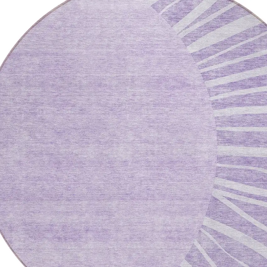 8' Lavender And Purple Round Abstract Washable Indoor Outdoor Area Rug Photo 4