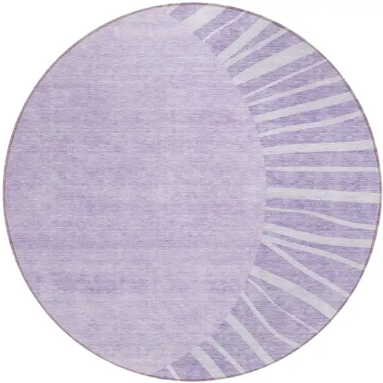 8' Lavender And Purple Round Abstract Washable Indoor Outdoor Area Rug Photo 2