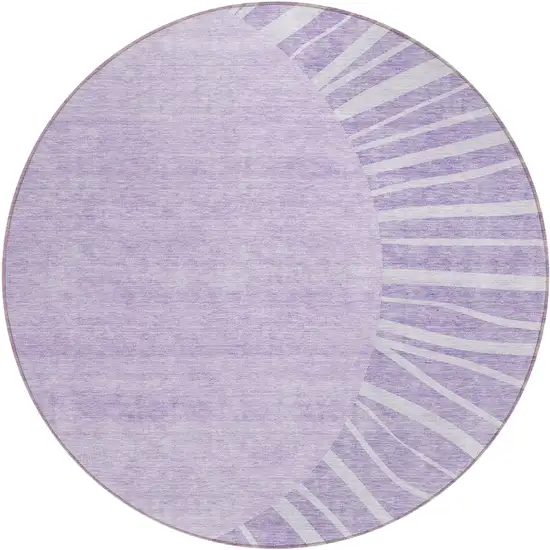 8' Lavender And Purple Round Abstract Washable Indoor Outdoor Area Rug Photo 2