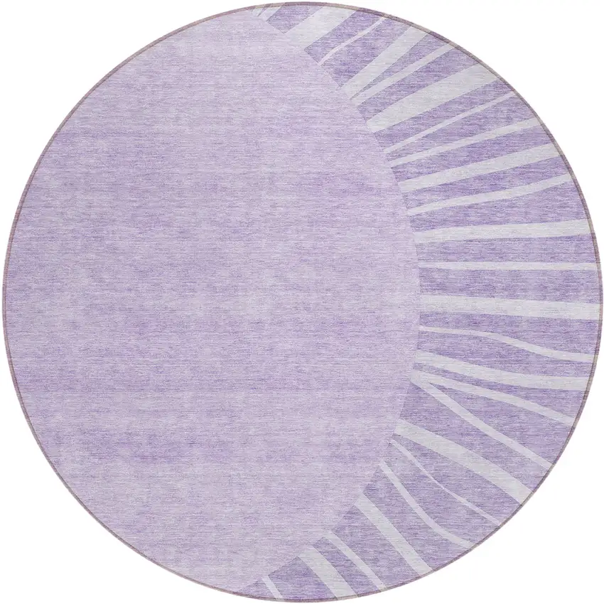 8' Lavender And Purple Round Abstract Washable Indoor Outdoor Area Rug Photo 2
