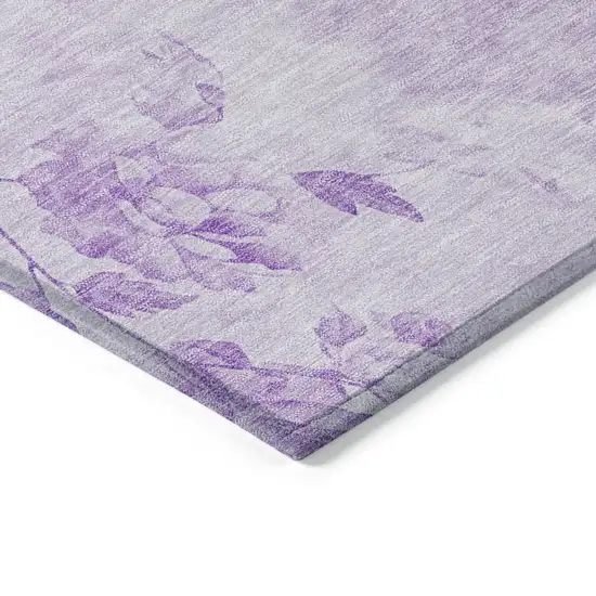 8' Lavender And Purple Round Floral Washable Indoor Outdoor Area Rug Photo 4