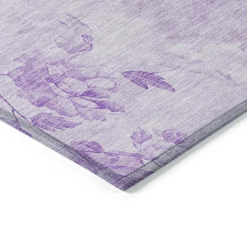 8' Lavender And Purple Round Floral Washable Indoor Outdoor Area Rug Photo 4