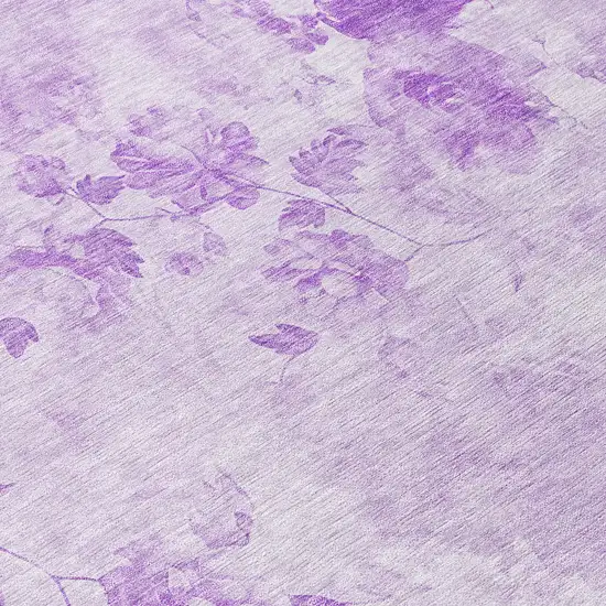 8' Lavender And Purple Round Floral Washable Indoor Outdoor Area Rug Photo 9