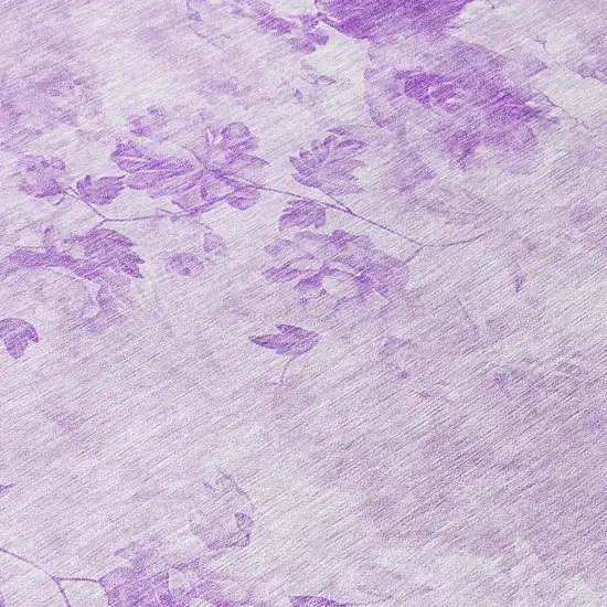 8' Lavender And Purple Round Floral Washable Indoor Outdoor Area Rug Photo 9