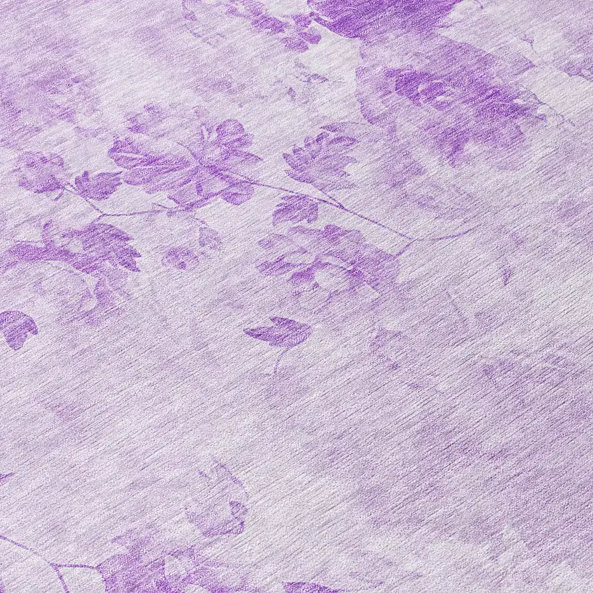 8' Lavender And Purple Round Floral Washable Indoor Outdoor Area Rug Photo 9