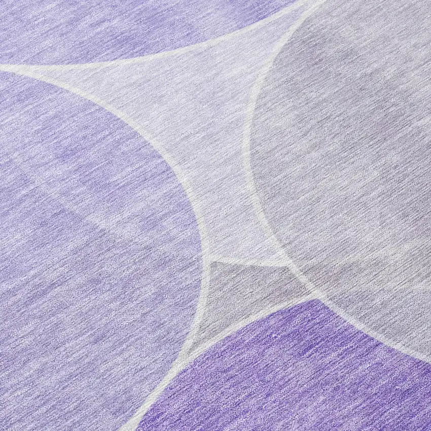 8' Lavender And Purple Round Geometric Washable Indoor Outdoor Area Rug Photo 6