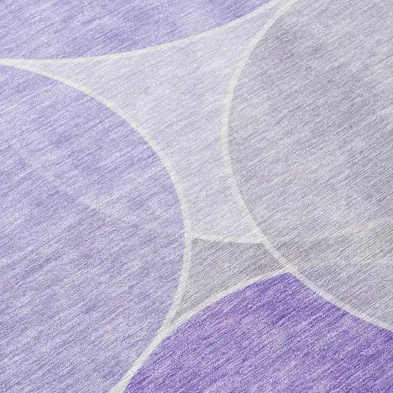 8' Lavender And Purple Round Geometric Washable Indoor Outdoor Area Rug Photo 6