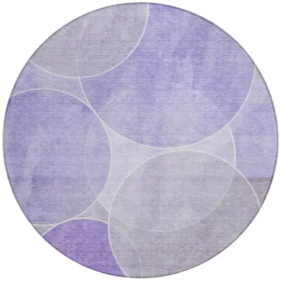 8' Lavender And Purple Round Geometric Washable Indoor Outdoor Area Rug Photo 2