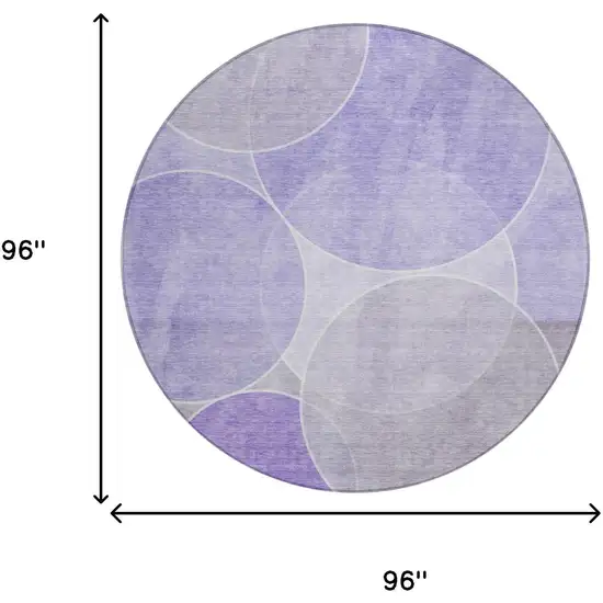 8' Lavender And Purple Round Geometric Washable Indoor Outdoor Area Rug Photo 7