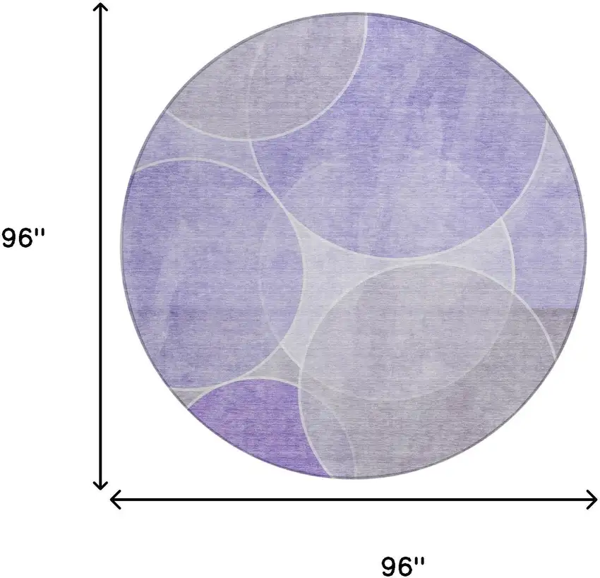 8' Lavender And Purple Round Geometric Washable Indoor Outdoor Area Rug Photo 7