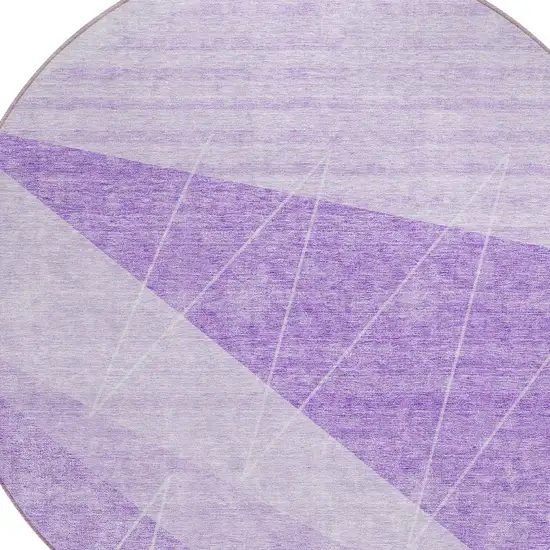 8' Lavender And Purple Round Geometric Washable Indoor Outdoor Area Rug Photo 3